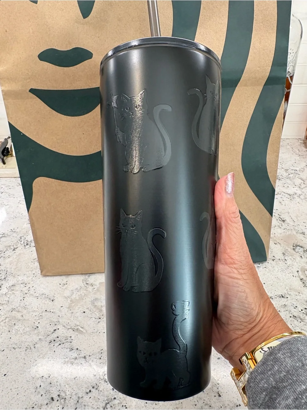 Starbucks Black Cat Tumbler Glow in the Dark 2026 Halloween SS Tumbler. NWT.HTF